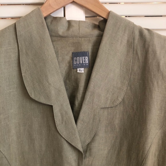 Vintage Oversized Linen Blend Blazer with Interesting Buttons - Picture 3 of 9